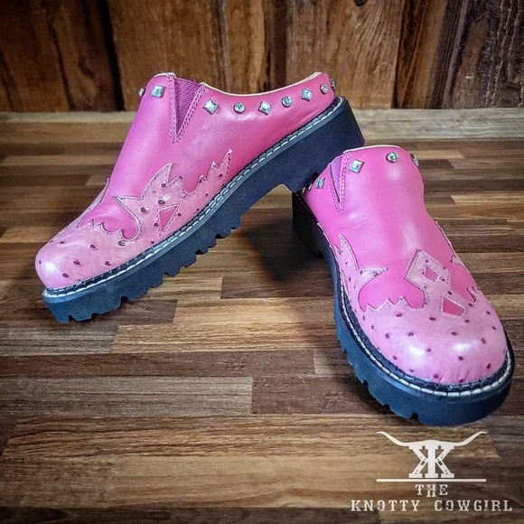 Pink Roper Ostrich Bling Clogs - Picture 2 of 3